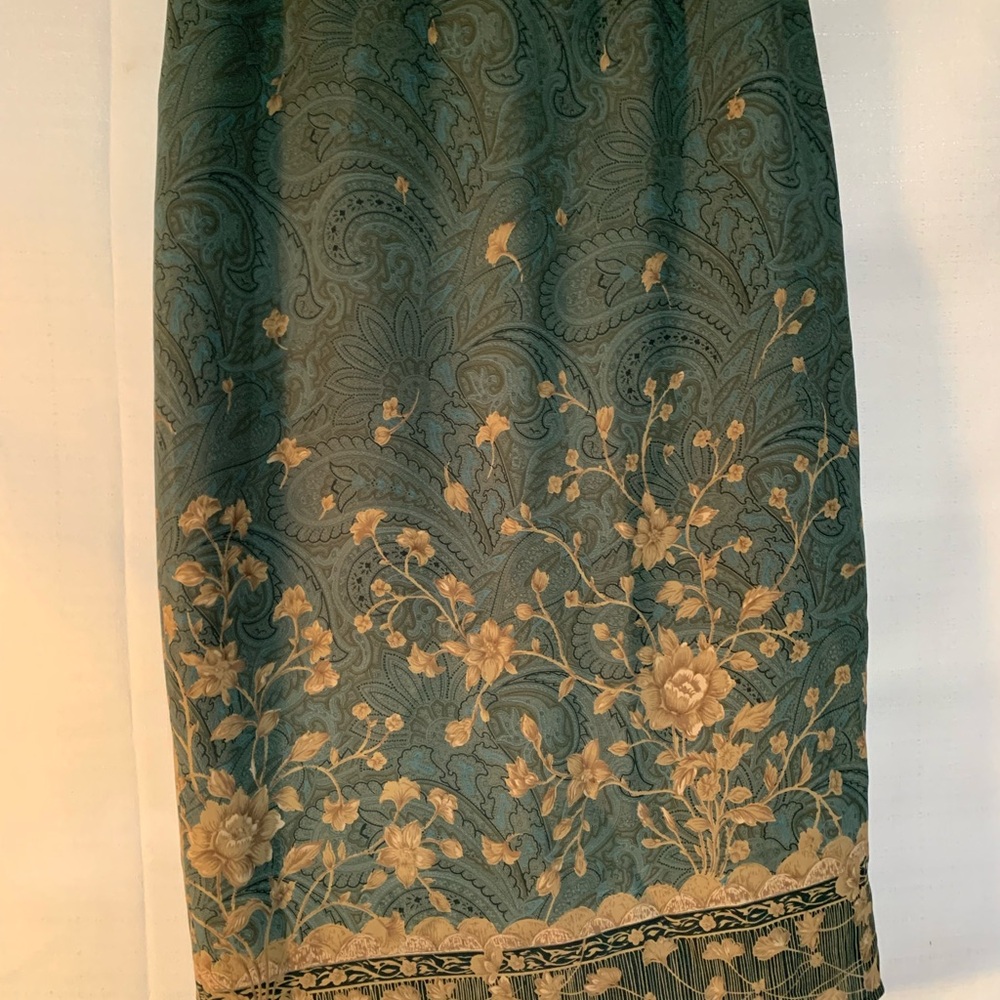 SZ 16 Susan Bristol Green/Tan Maxi Skirt.Semi Wrap, #Granola Girl,#Forestfairy